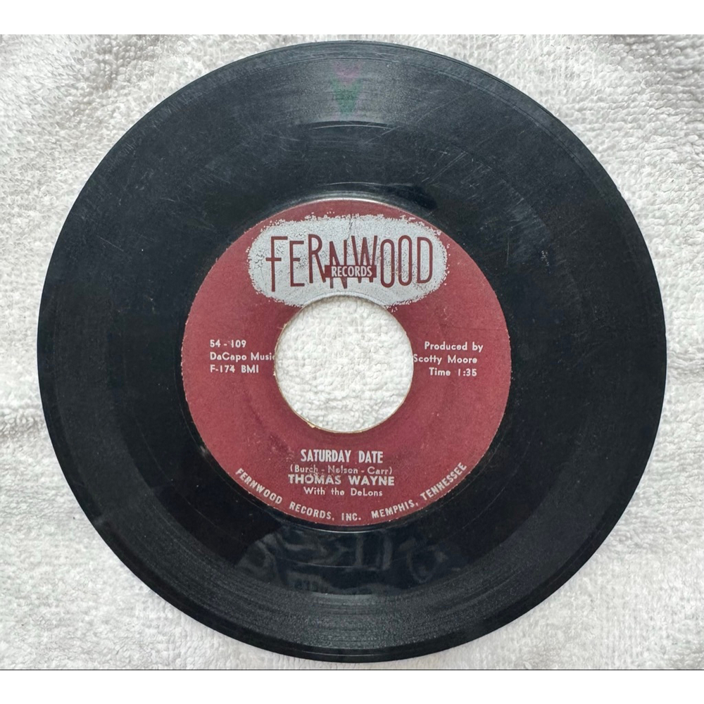 1959 Fernwood Records 45 RPM Thomas Wayne “Tragedy / Saturday Date”